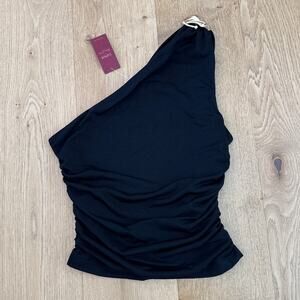 Cupshe x Renee & Elisha Herbert One Shoulder Top One Of A Kind Size XS Black